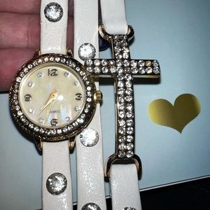 Watch with bling cross